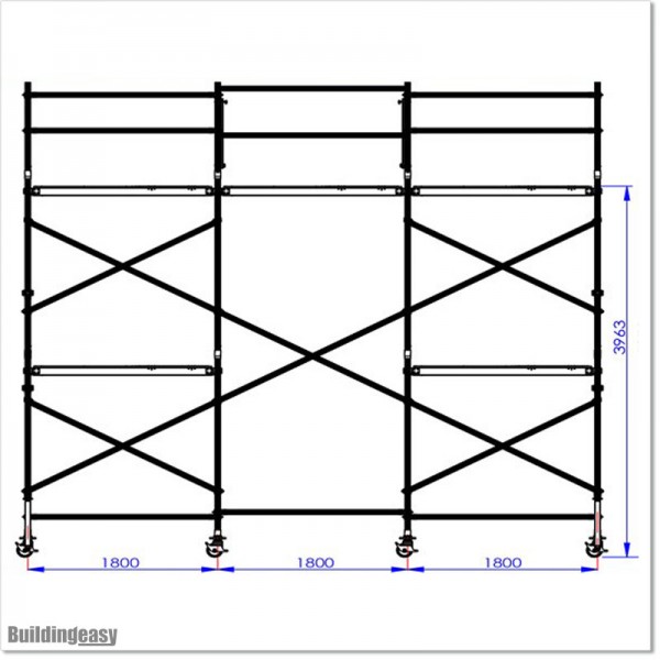 Maximum platform height is 4M. Scaffolding is 5.4M wide and 0.7M deep.