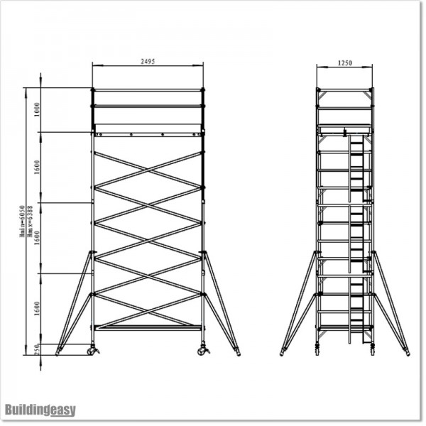 6M Scaffolding with Inbuilt Ladder Frame and Wider Working Area.