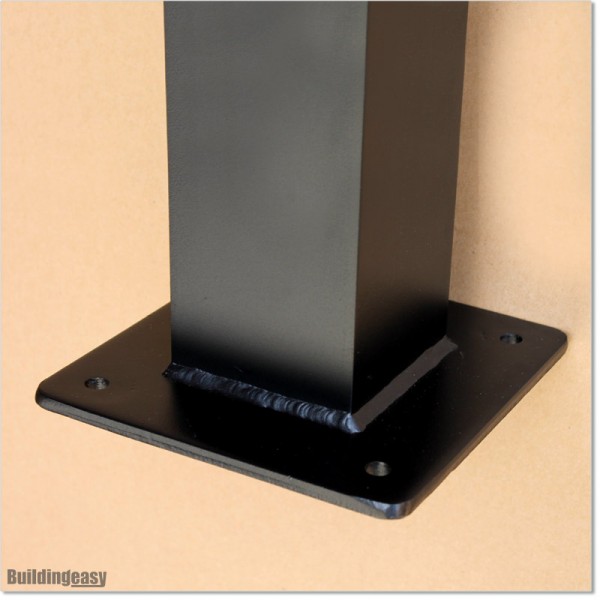 2M Long Black Colour 4" Aluminium Post With 10MM Thick Base.