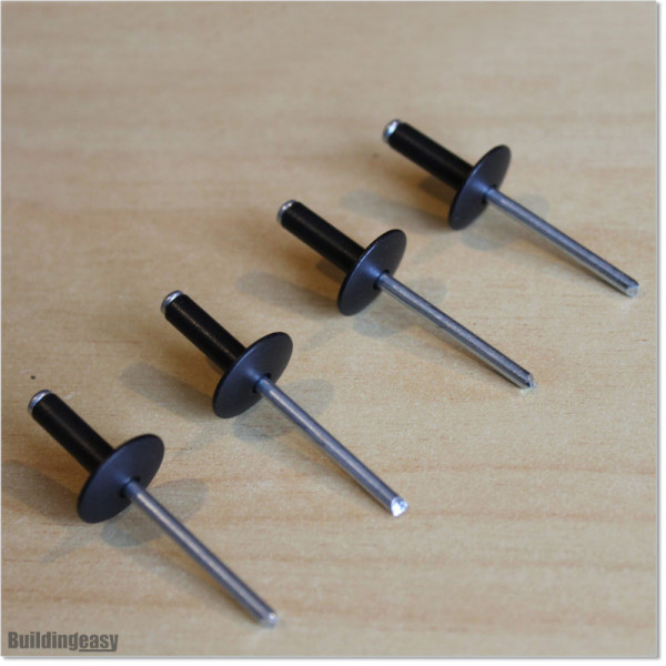 Aluminium Rivets 16mm head diameter. Matte Black colour.