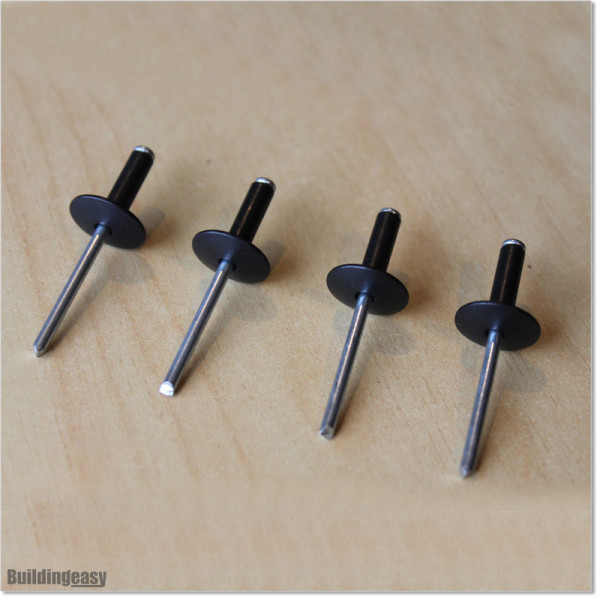 Aluminium Rivets 16mm head diameter. Matte Black colour.