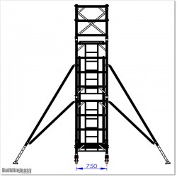 Overall height is 4.4M. Platform height is 3.4M. Scaffolding is 5M wide and 0.8M deep