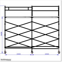 Overall height is 4.4M. Platform height is 3.4M. Scaffolding is 5M wide and 0.8M deep