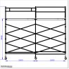 Overall height is 4.4M. Platform height is 3.4M. Scaffolding is 5M wide and 0.8M deep