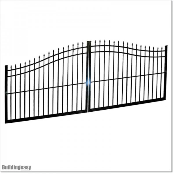 Aluminium Black Colour 1.8 M High Curved Double Swing Gates 5.5M Wide.
