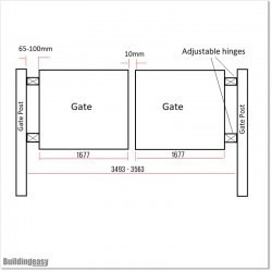 1.5M High Covered Aluminium Curved Top 3.4M Wide Double Swing Gates.