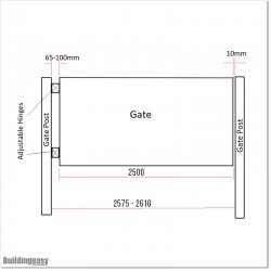 This gate is 2.5M wide and gate height is 1.1M.