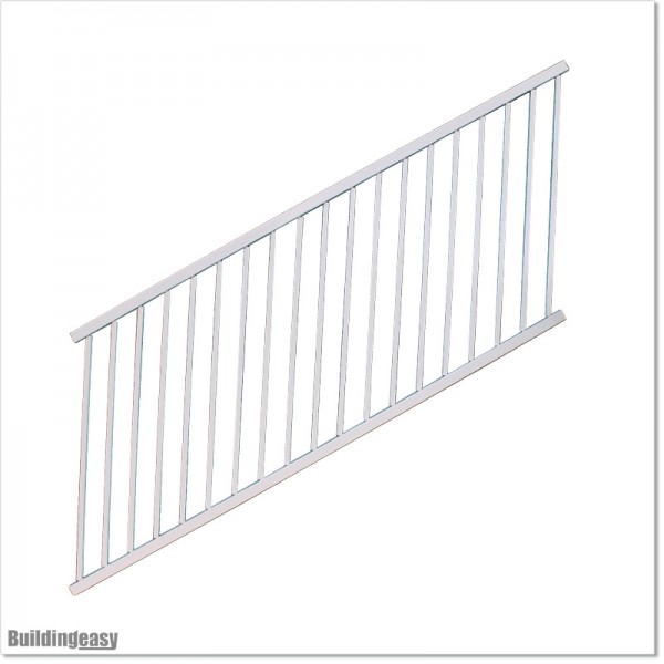 Aluminium Staircase White Colour Fence Adjustable Angle Upto 45 Degrees.