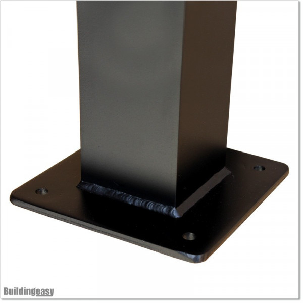 Steel Post with Base 100 X 100 and 3.2mm wall thickness. Colour is Matte Black
