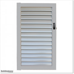 Aluminium Louver Pedestrian Gate 1M wide in Silver Pearl With Button Key Lock