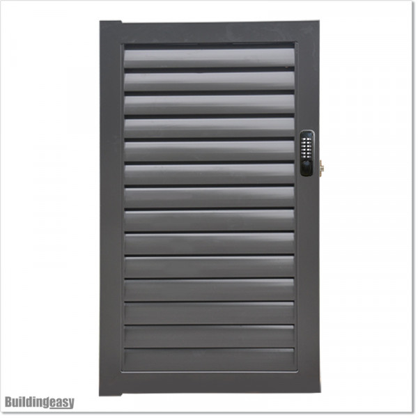 Aluminium Louver Pedestrian Gate 1M wide in Iron Sand With Parts 1.8M high