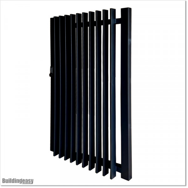 Finn Gate is 1000mm wide (excluding hinge gap) and 1750mm high. Gate comes with Button Lock and Stricker Bracket
