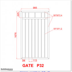 Aluminium Flat Top Pedestrian Gates 1M Wide in Black Colour