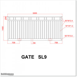 3.2M Wide Black Colour Aluminium Flat Top Sliding Gate 1.4M High