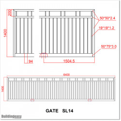 Black Sliding Gates 6.4M Wide and 1.5M High With Fittings in Auckland.