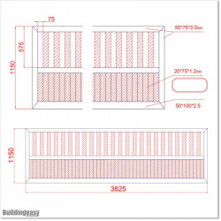 Gate is 3.825M wide and gate height is 1.15. Gate fits 3.5M post gap. Gate colour Matte Black (RAL9005)