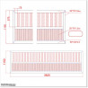 Gate is 3.825 wide and gate height is 1.15. Gate fits 3.5M post gap. Gate colour Pure White (RAL9010)