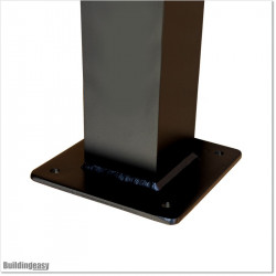 Post is powder coated in matte black. Post is 1.15M long. Post base is 140 X 140 and 10mm thick. Post comes with matching post c