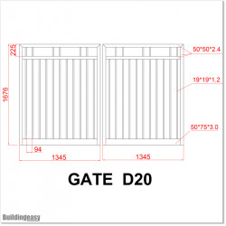 2.7M wide Aluminium Double swing Gate in Auckland black Colour.
