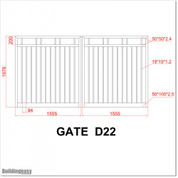 Aluminium Black Powder Coated Double Swing Gate 3.1M Wide.