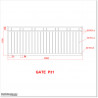 This gate is 2.9M wide and gate height is 1.1M.