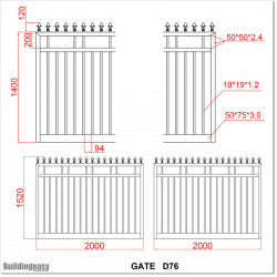 1.5M High Aluminium Flat Top Swing Gates 4.0M Wide in Auckland.