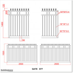 1.5M High Aluminium Flat Top Swing Gates 5.0M Wide in Auckland.