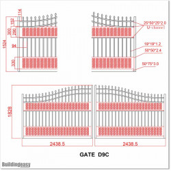 Covered Aluminium Curved Top 5M Wide Double Swing Gates With Parts.