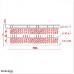 This gate is 2.7M wide and gate height is 1.1M.