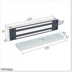 Heavy duty (380Kg) and IP65 waterproof electromagnetic lock can be used with 12V DC or 24V DC power supply