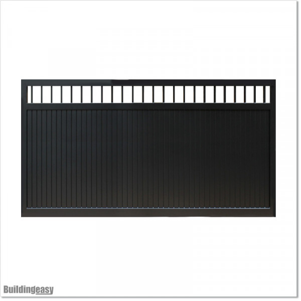 Gate is 3.75M wide and gate height is 1.75. Gate fits 3.5M post gap. Gate colour Matte Black (RAL9005)
