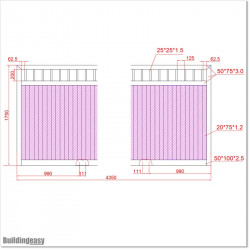 Gate is 4.35M wide and gate height is 1.75. Gate fits 4M post gap. Gate colour Matte Black (RAL9005)