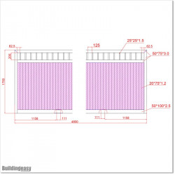 Gate is 4.8M wide and gate height is 1.75. Gate fits 4.5M post gap. Gate colour Matte Black (RAL9005)