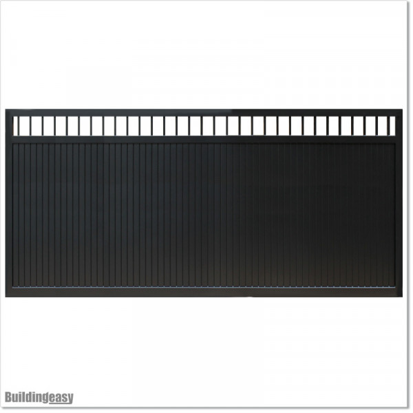 Gate is 4.8M wide and gate height is 1.75. Gate fits 4.5M post gap. Gate colour Matte Black (RAL9005)