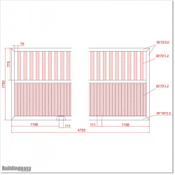 Gate is 4.725M wide and gate height is 1.75. Gate fits 4.5M post gap. Gate colour Matte Black (RAL9005)