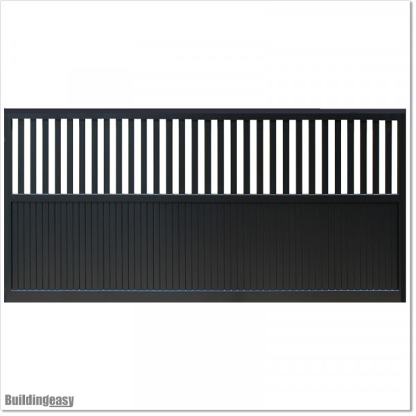 Gate is 4.725M wide and gate height is 1.75. Gate fits 4.5M post gap. Gate colour Matte Black (RAL9005)