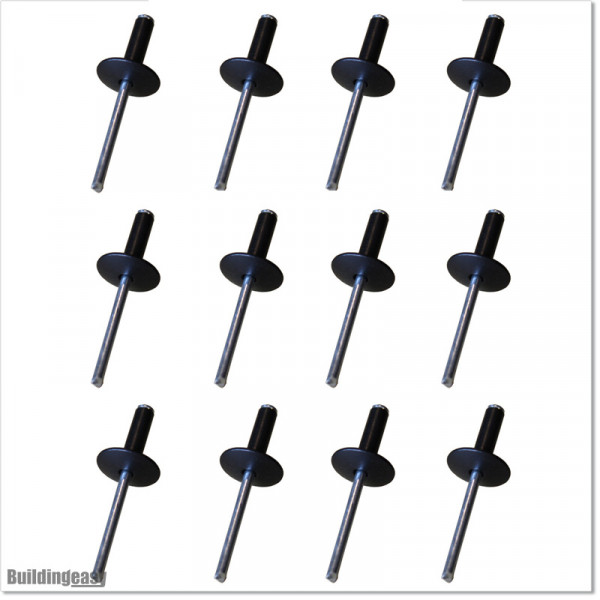 Aluminium Rivets 16mm head diameter. Matte Black colour.