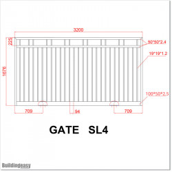 3.2M Wide Black Powder Coated Aluminium Flat Top Sliding Gate 1.7M High