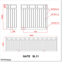 Best Price Black Colour 5.3M Wide Aluminium Sliding Gate 1.4M High