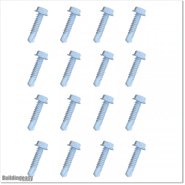 Self-tapping screws are powder coated in white colour. Size M6 X 25mm