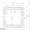 Track is 5.5M long. This track can be used with our 6 Wheel Roller Carriage.