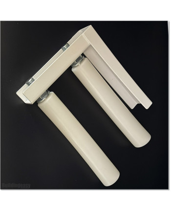 Two Roller Guide With Strong L Bracket and Two 250mm Large White Rollers.