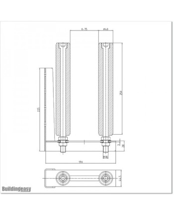 Two Roller Guide With Strong L Bracket and Two 250mm Large White Rollers.